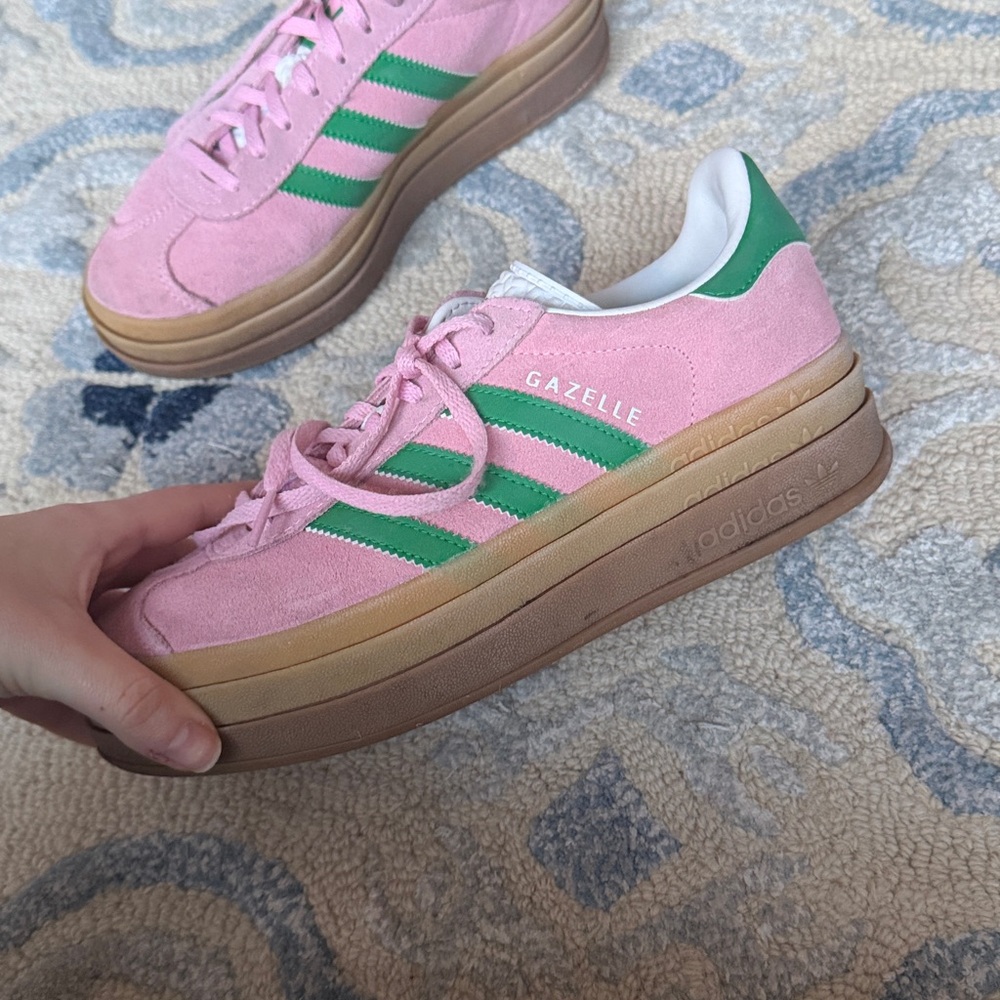 ADIDAS GAZELLE BOLD SHOES in True Pink / Green / Cloud White - Picture 4 of 7